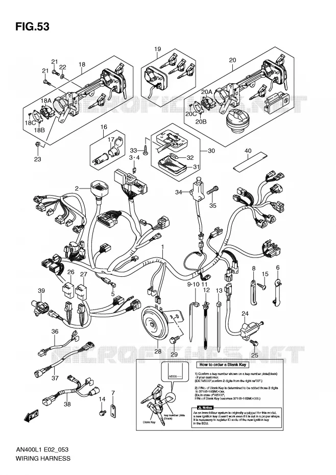 BEDRADING (IMOBI) (AN400L1 E19) Suzuki SCOOTER 400 BURGMAN 2011  AN400AL1(E2)