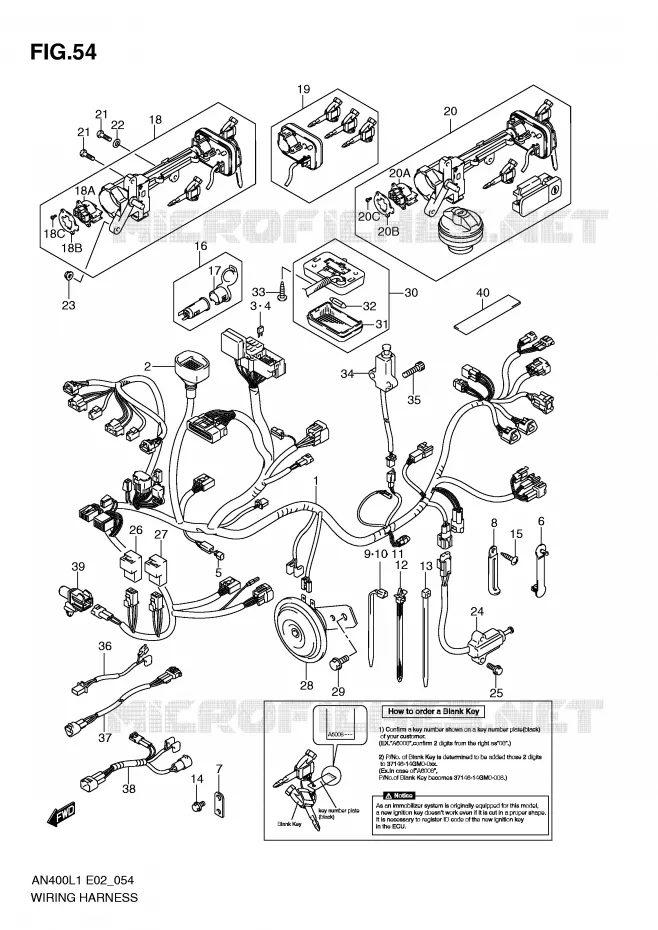BEDRADING (IMOBI) (AN400L1 E2) Suzuki SCOOTER 400 BURGMAN 2011  AN400ZAL1(E2)