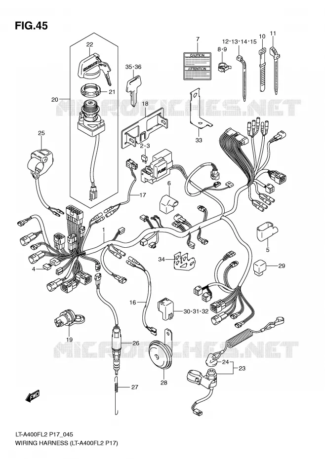 BEDRADING (LT-A400FL2 P17) Suzuki QUAD 400 KINGQUAD 2012  LT-F400FL2(P17)