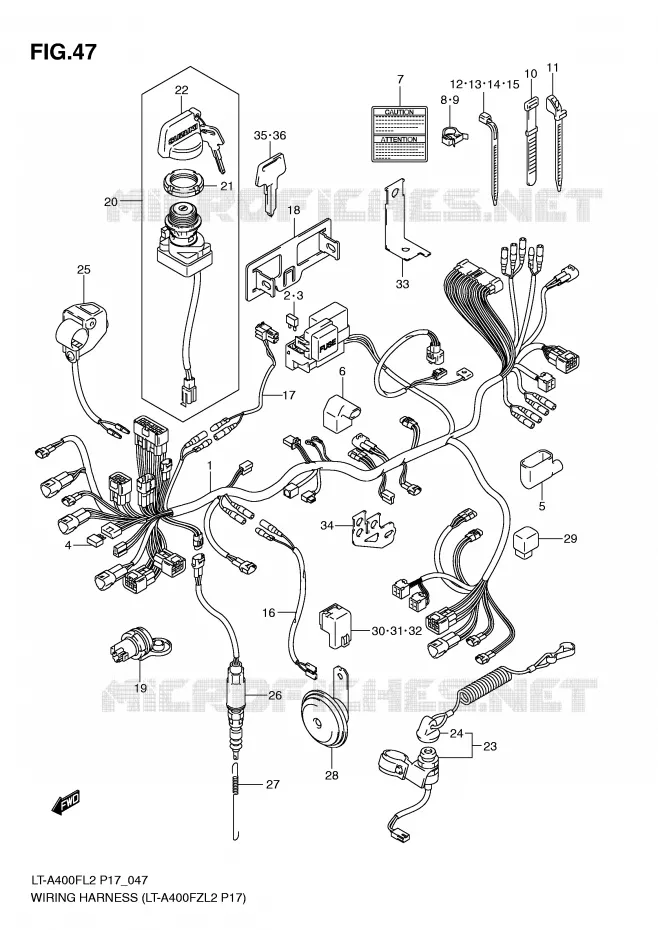 BEDRADING (LT-A400FZL2 P17) Suzuki QUAD 400 KINGQUAD 2012  LT-F400L2(P17)
