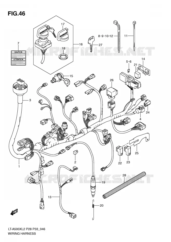 BEDRADING (LT-A500XL2 P28) Suzuki QUAD 500 VINSON 2012  LT-A500XZL2(P28)