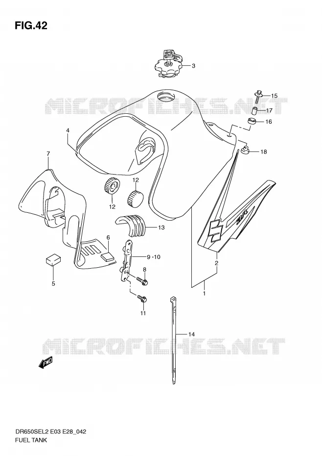 BENZINETANK (DR650SEL2 E03) Suzuki MOTO 650 DR 2012  DR650SEL2(E03)