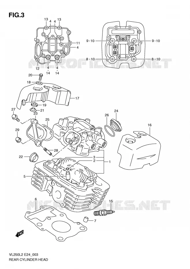 CILINDERKOP (REAR) Suzuki MOTO 250 INTRUDER 2012  VL250L2(E24)