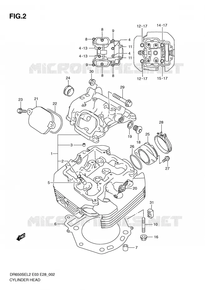 CILINDERKOP Suzuki MOTO 650 DR 2012  DR650SEL2(E03)