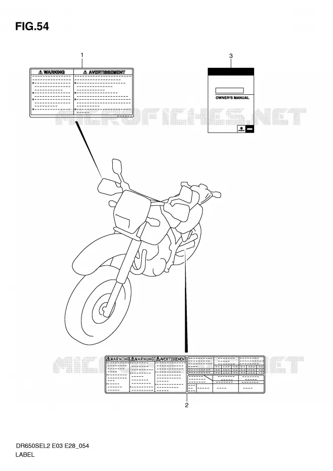 ETIKET (DR650SEL2 E28) Suzuki MOTO 650 DR 2012  DR650SEL2(E03)