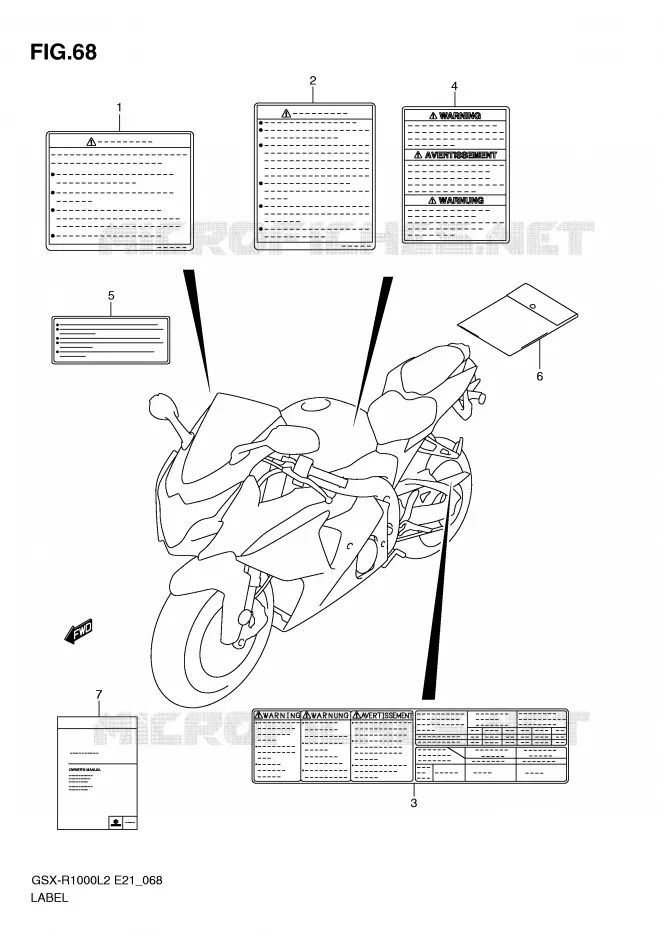 ETIKET (GSX-R1000UFL2 E21) Suzuki MOTO 1000 GSX-R 2012  GSX-R1000UFL2(E21)