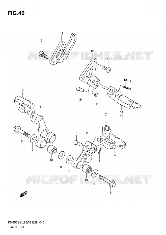 FOOTREST Suzuki MOTO 650 DR 2012  DR650SEL2(E03)