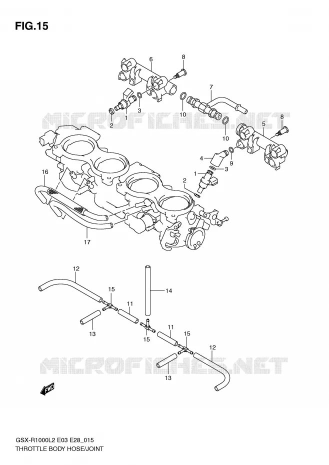 GASKLEPHUIS SLANG / JOINT (GSX-R1000L2 E03) Suzuki MOTO 1000 GSX-R 2012  GSX-R1000L2(E03)