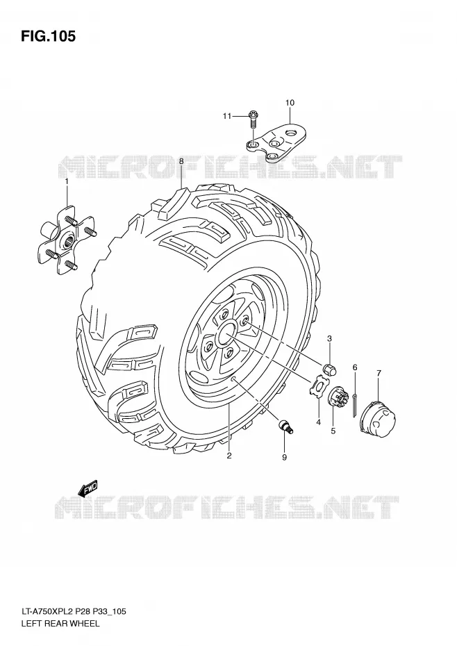 LINKERHAND ACHTERWIEL (LT-A750XPZL2 P28) Suzuki QUAD 750 KINGQUAD 2012  LT-A750XPZL2(P28)