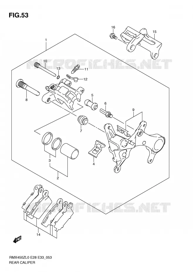 REAR CALIPER Suzuki MOTO 450 RMX-Z 2010  RMX450ZL0(E28/E33)