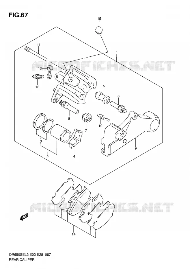 REAR CALIPER Suzuki MOTO 650 DR 2012  DR650SEL2(E03)