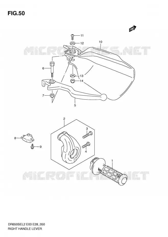RECHTER HENDEL - HANDGREEP Suzuki MOTO 650 DR 2012  DR650SEL2(E03)