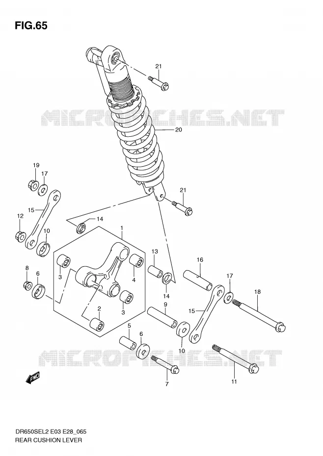 SCHOKBREKER AANEENSCHAKELING (DR650SEL2 E33) Suzuki MOTO 650 DR 2012  DR650SEL2(E03)