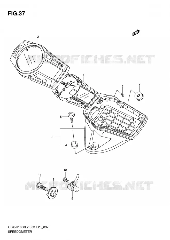 SNELHEIDSMETER (GSX-R1000L2 E28) Suzuki MOTO 1000 GSX-R 2012  GSX-R1000L2(E03)