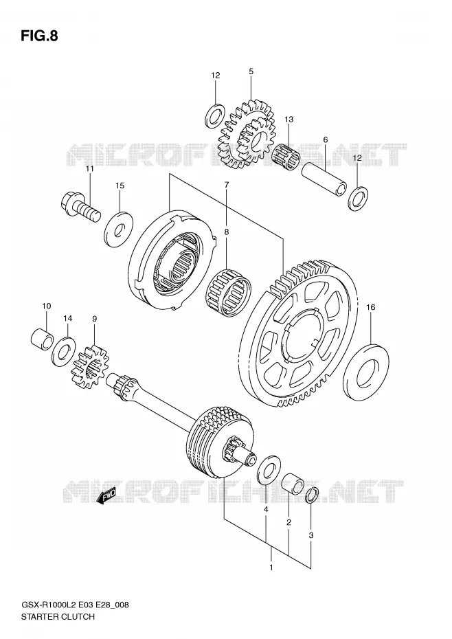 STARTMOTOR CLUTCH Suzuki MOTO 1000 GSX-R 2012  GSX-R1000L2(E03)