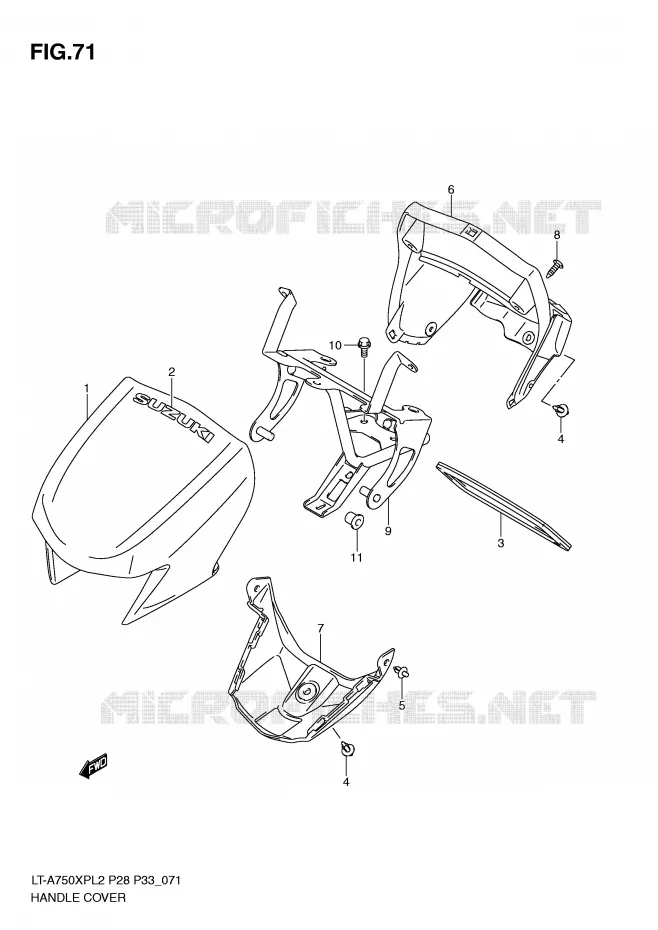 STUUR KUIP (LT-A750XPZL2 P33) Suzuki QUAD 750 KINGQUAD 2012  LT-A750XPL2(P28)