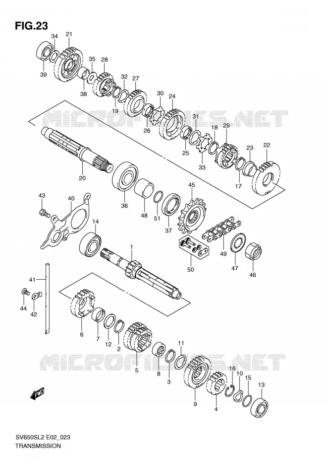 TRANSMISSION (SV650SL2 E2) Suzuki MOTO 650 SV 2012  SV650SUL2(E02)