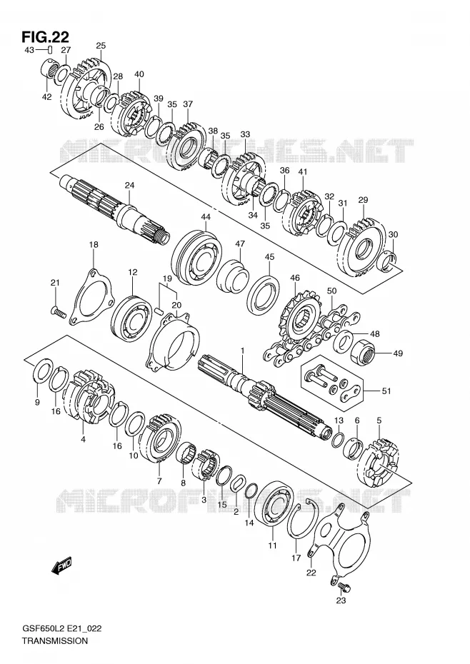 TRANSMISSION Suzuki MOTO 650 BANDIT 2013  GSF650SAL2(E21)