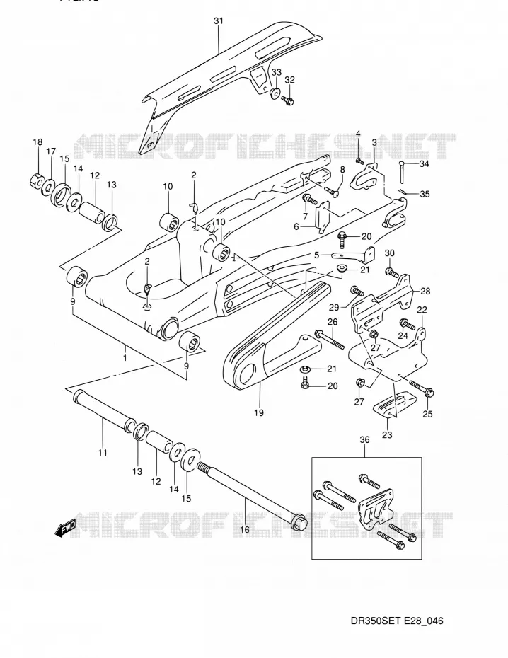 SWINGARM (MODELE L/M/N/P) Suzuki MOTO 350 DR 1991  DR350S M (E03,E28,E33)