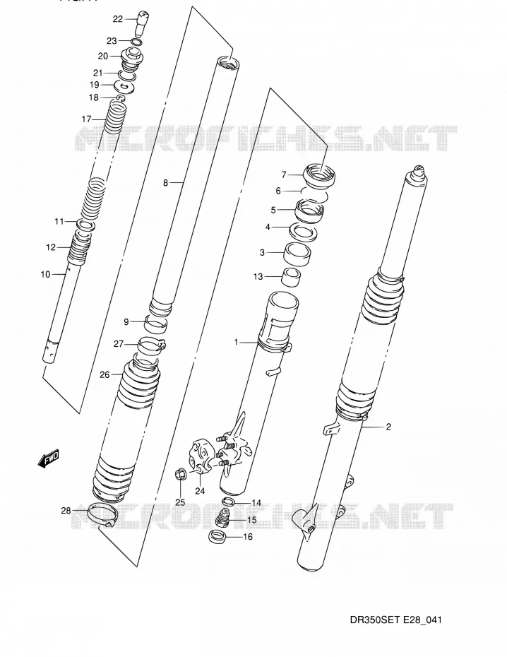 FRONT SCHOKDEMPER Suzuki MOTO 350 DR 1995  DR350SE S (E03,E28,E33)