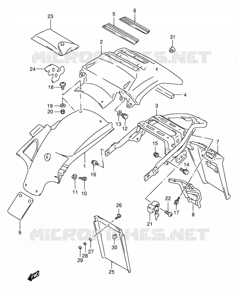 ACHTERSPATBORD Suzuki MOTO 650 DR 1994  DR650RE R/DR650REU R