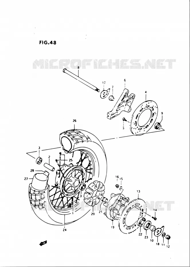 ACHTERWIEL Suzuki MOTO 650 DR 1990  DR650RS M/DR650RSU M