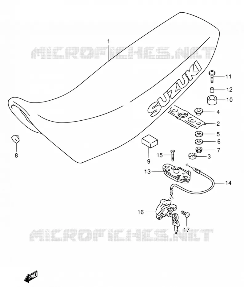 SEAT (MODELE M/N/P/R) Suzuki MOTO 650 DR 1991  DR650RSE M/DR650RSEU M