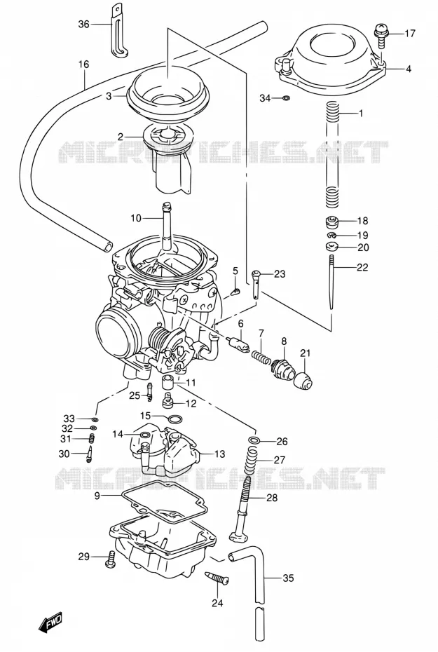 CARBURATOR (MODELE N/P/R/S) Suzuki MOTO 650 DR 1993  DR650RSE P/DR650RSEU P