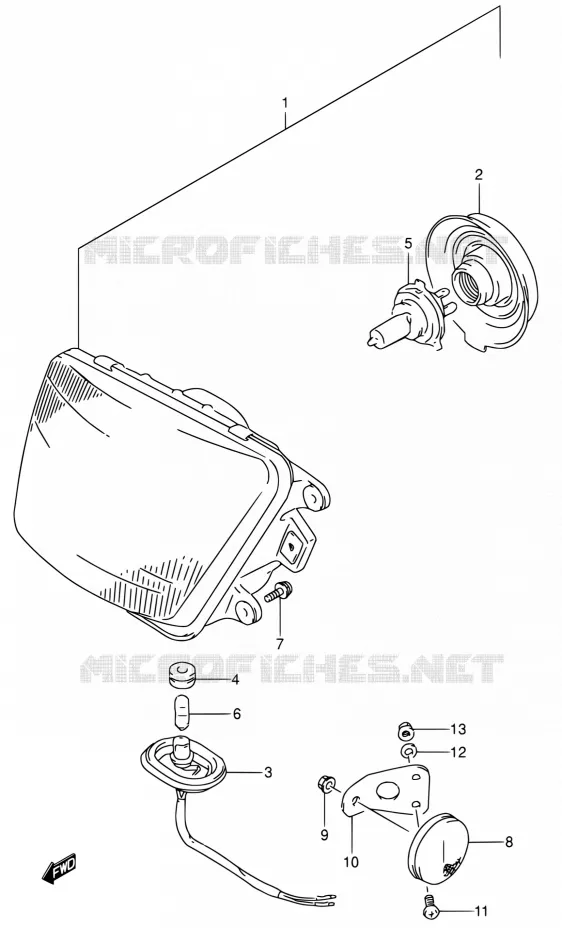 KOPLAMP (MODELE M/N/P/R) Suzuki MOTO 650 DR 1994  DR650RSE R/DR650RSEU R