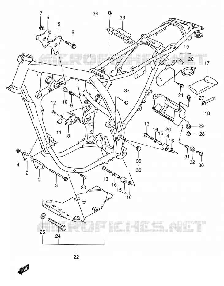 FRAME (MODELE K1) Suzuki MOTO 650 DR 2001  DR650SEK1(E22)