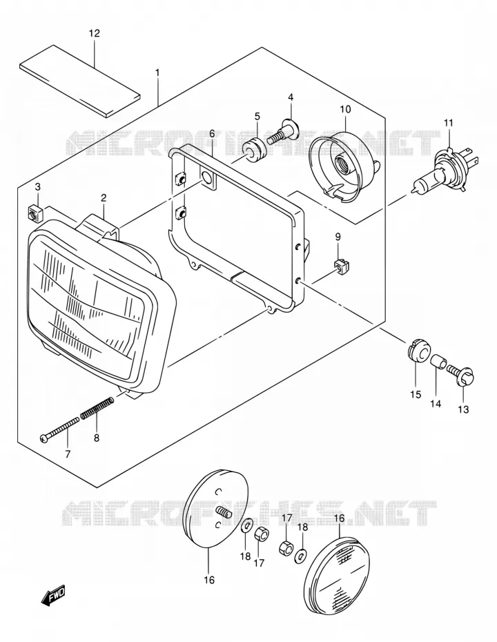 KOPLAMP (MODELE K3/K4/K5) Suzuki MOTO 650 DR 2003  DR650SE K3 (E03,E28,E33)
