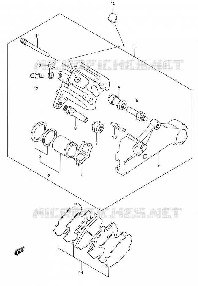 REAR CALIPER Suzuki MOTO 650 DR 2003  DR650SE K3 (E03,E28,E33)