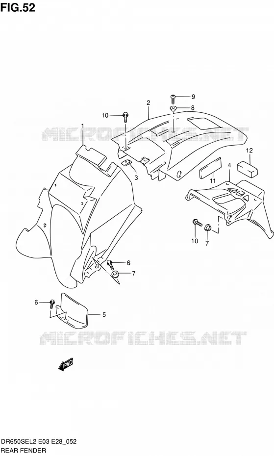 ACHTERSPATBORD Suzuki MOTO 650 DR 2012  DR650SE L2 (E03,E28,E33)