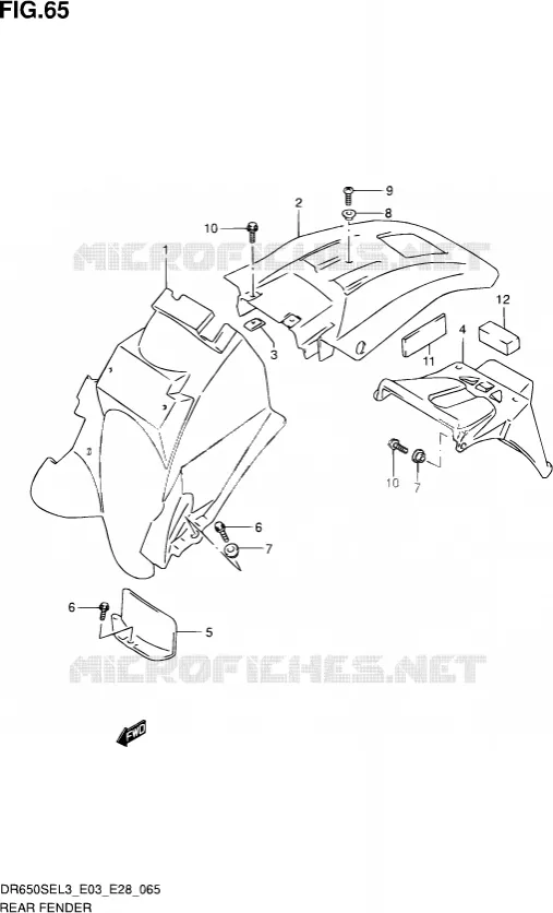 ACHTERSPATBORD (DR650SEL3 E28) Suzuki MOTO 650 DR 2013  DR650SE L3 (E03,E28,E33)