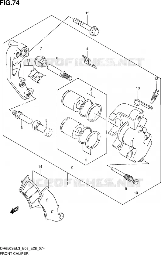 FRONT CALIPER Suzuki MOTO 650 DR 2013  DR650SE L3 (E03,E28,E33)