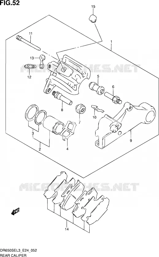 REAR CALIPER Suzuki MOTO 650 DR 2013  DR650SE L3 (E24)
