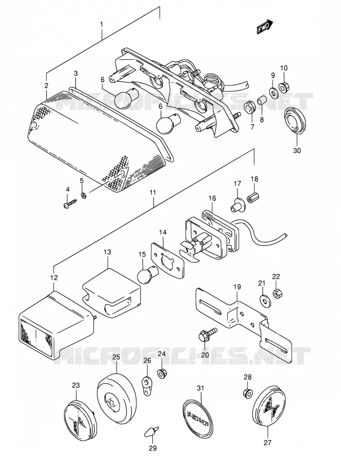 ACHTERLICHT (MODELE M/N/P/R/S) Suzuki MOTO 800 DR 1991  DR800S M/DR800SU M