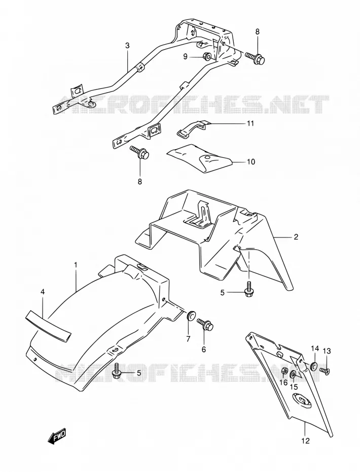 ACHTERSPATBORD (MODELE M/N/P/R) Suzuki MOTO 800 DR 1992  DR800S N/DR800SU N