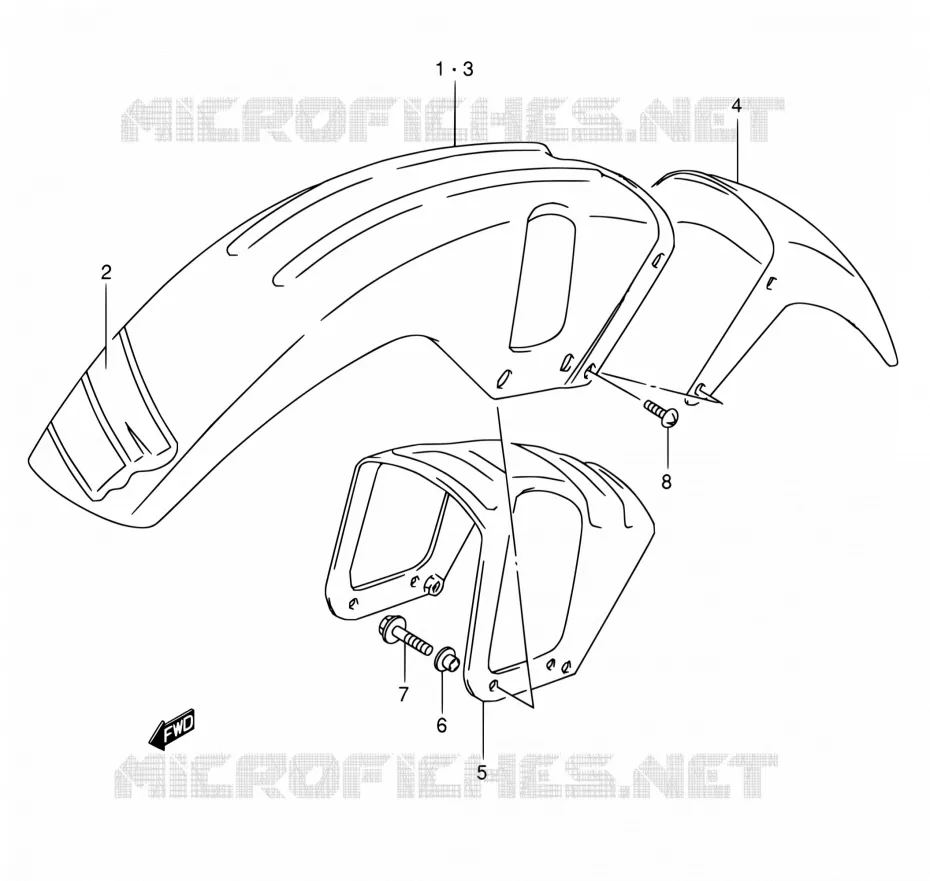 FRONT FENDER (MODELE M/N/P/R/S) Suzuki MOTO 800 DR 1992  DR800S N/DR800SU N