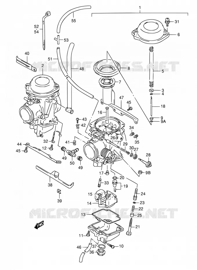 CARBURATOR (MODELE P/R/S/T) Suzuki MOTO 800 DR 1993  DR800S P/DR800SU P