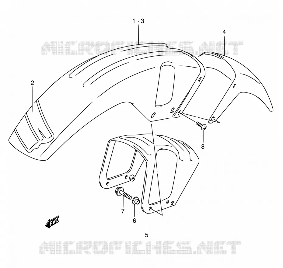 FRONT FENDER (MODELE M/N/P/R/S) Suzuki MOTO 800 DR 1995  DR800S S/DR800SU S