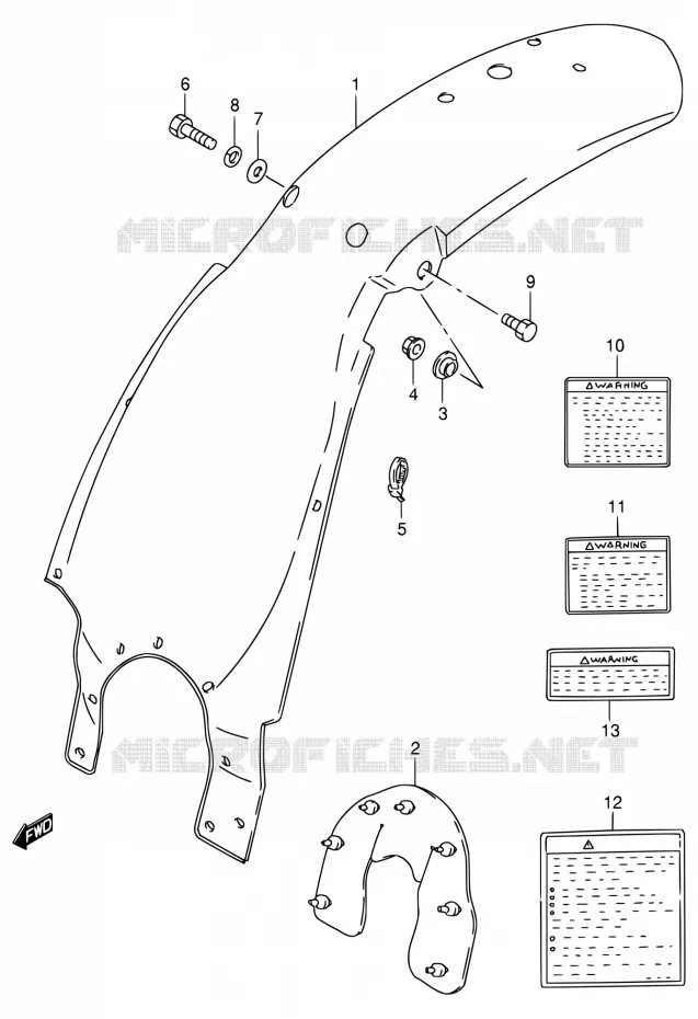 ACHTERSPATBORD (MODELE T/V/W/X) Suzuki MOTO 80 DS 1996  DS80 T (E03,E28,E33)