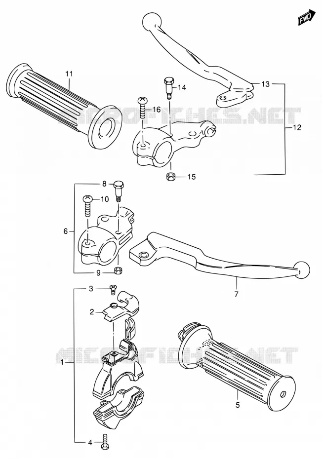 HANDGRIPS - LEVERS Suzuki MOTO 80 DS 1996  DS80 T (E03,E28,E33)