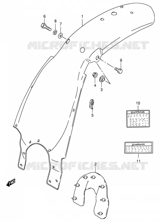 ACHTERSPATBORD (MODELE Y) Suzuki MOTO 80 DS 1999  DS80 W (E03,E28,E33)