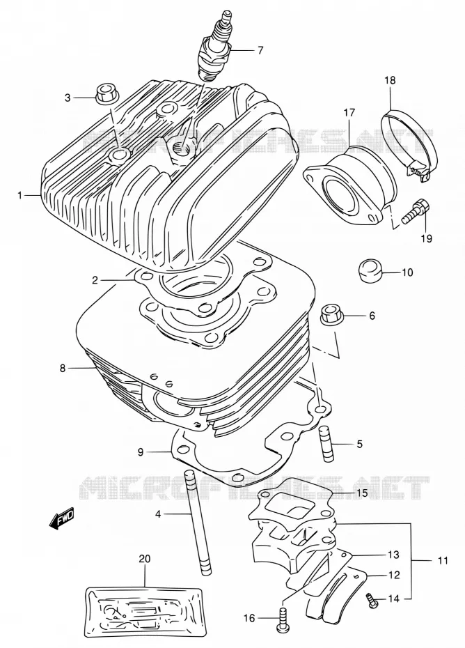 CILINDER Suzuki MOTO 80 DS 1999  DS80 W (E03,E28,E33)