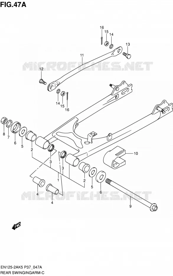 SWINGARM (MODEL K7/K8) Suzuki MOTO 125 EN 2005  EN125-2AK5(P37)
