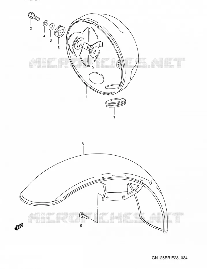 HEADLIGHT BOWL Suzuki MOTO 125 GN 1994  GN125E R (E03,E28,E33)