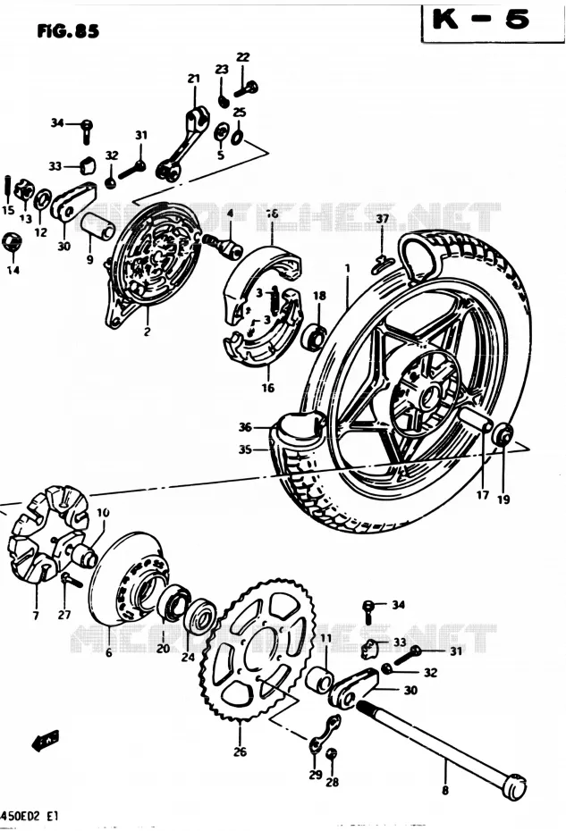 ACHTERWIEL (MODELE Z) Suzuki MOTO 450 GS-E 1982  GS450EZ
