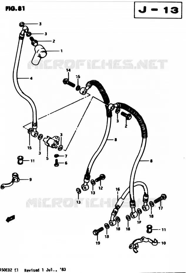 FRONT REMSLANG (E34) Suzuki MOTO 450 GS-E 1982  GS450EZ