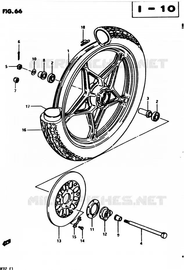 VOORWIEL (MODELE Z) Suzuki MOTO 450 GS-E 1982  GS450EZ